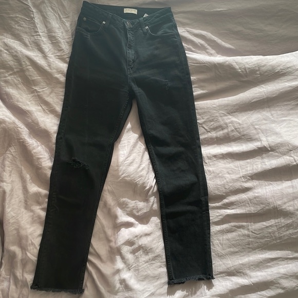 Sandro Raw Hemmed HighRise Straight Leg Jeans - Picture 2 of 8